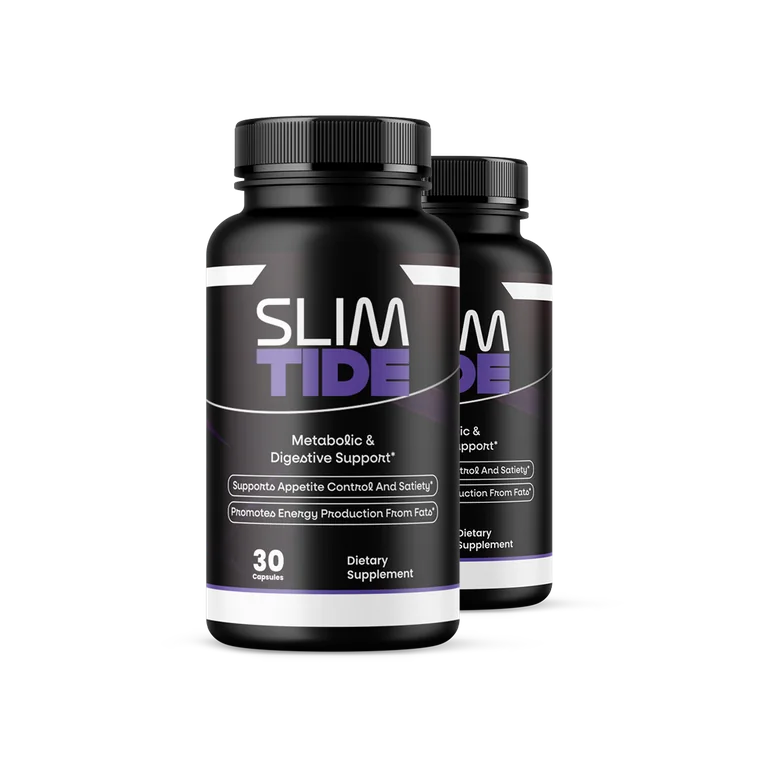 SlimTide gut health and metabolism supplement bottles